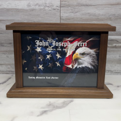 Customer Gallery - American Flag Bald Eagle Cremation Urn - Prestige Walnut