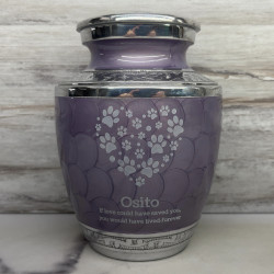 Customer Gallery - Small Pawprint Heart Pet Cremation Urn - Regal Purple