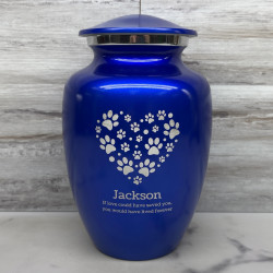 Customer Gallery - Large Pawprint Heart Pet Cremation Urn - Midnight Blue
