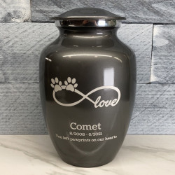 Customer Gallery - Large Infinite Love Pet Cremation Urn - Gunmetal Gray