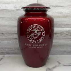 Customer Gallery - Marine Corps Cremation Urn - Ruby Red