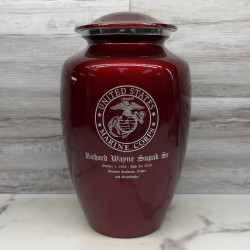 Customer Gallery - Marine Corps Cremation Urn - Ruby Red
