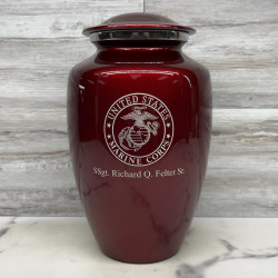 Customer Gallery - Marine Corps Cremation Urn - Ruby Red