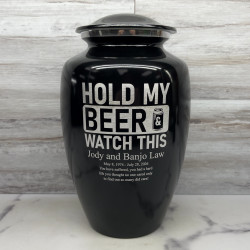Customer Gallery - Hold My Beer Watch This Cremation Urn - Jet Black