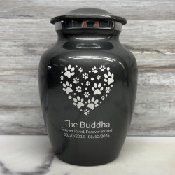 Customer Gallery - Small Pawprint Heart Pet Cremation Urn - Gunmetal Gray