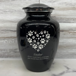 Customer Gallery - Large Pawprint Heart Pet Cremation Urn - Jet Black