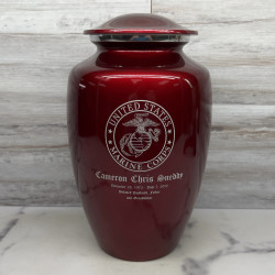 Customer Gallery - Marine Corps Cremation Urn - Ruby Red