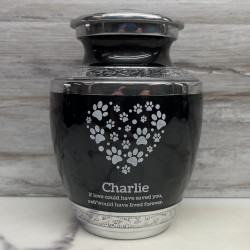 Customer Gallery - Small Pawprint Heart Pet Cremation Urn - Ebony Black