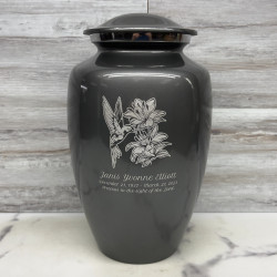 Customer Gallery - Hummingbird Flowers Cremation Urn - Gunmetal Gray