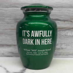 Customer Gallery - It's Awfully Dark In Here Sharing Urn - Shamrock Green