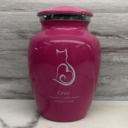 Customer Gallery - Small Cat Silhouette Pet Cremation Urn - Rose Pink