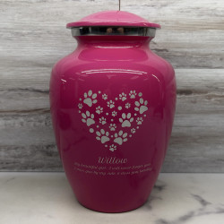 Customer Gallery - Large Pawprint Heart Pet Cremation Urn - Rose Pink