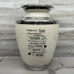 Customer Gallery - I Thought Of You Today Cremation Urn - Radiant White