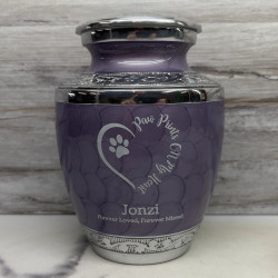 Customer Gallery - Small Paw Prints On My Heart Pet Cremation Urn - Regal Purple
