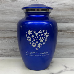 Customer Gallery - Large Pawprint Heart Pet Cremation Urn - Midnight Blue