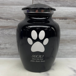Customer Gallery - Small Paw Print Pet Cremation Urn - Jet Black