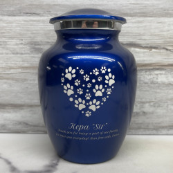 Customer Gallery - Small Pawprint Heart Pet Cremation Urn - Midnight Blue