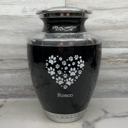 Customer Gallery - Extra Large Pawprint Heart Pet Cremation Urn - Ebony Black
