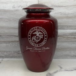 Customer Gallery - Marine Corps Cremation Urn - Ruby Red
