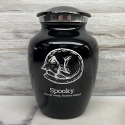 Customer Gallery - Small Dreaming Kitten Pet Cremation Urn - Jet Black