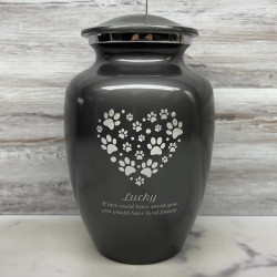 Customer Gallery - Large Pawprint Heart Pet Cremation Urn - Gunmetal Gray
