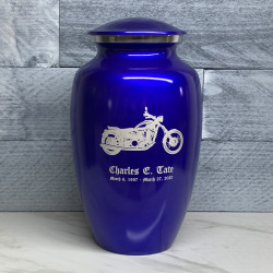 Customer Gallery - Motorcycle Cremation Urn - Midnight Blue