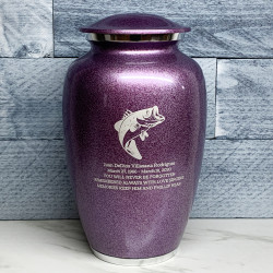 Customer Gallery - Bass Fishing Cremation Urn - Purple Luster