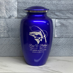 Customer Gallery - Salmon Fishing Cremation Urn - Midnight Blue