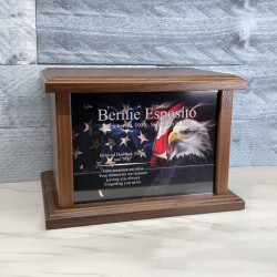 Customer Gallery - American Flag Bald Eagle Cremation Urn - Prestige Walnut