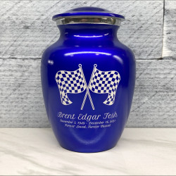 Customer Gallery - Race Checkered Flag Sharing Urn - Midnight Blue