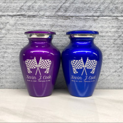 Customer Gallery - Race Checkered Flag Keepsake Urn - Purple Luster