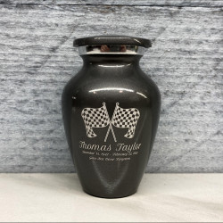 Customer Gallery - Race Checkered Flag Keepsake Urn - Gunmetal Gray