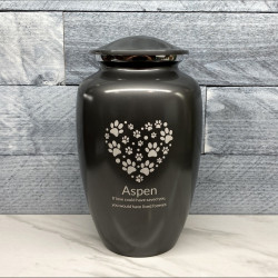 Customer Gallery - Extra Large Paw Print Heart Pet Cremation Urn - Gunmetal Gray