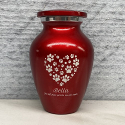 Customer Gallery - Keepsake Pawprint Heart Pet Cremation Urn - Ruby Red