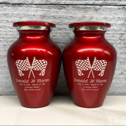 Customer Gallery - Race Checkered Flag Keepsake Urn - Ruby Red