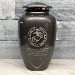 Customer Gallery - Marine Corps Cremation Urn - Gunmetal Gray