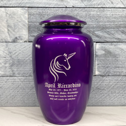 Customer Gallery - Unicorn Cremation Urn - Purple Luster