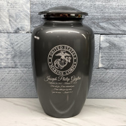 Customer Gallery - Marine Corps Cremation Urn - Gunmetal Gray