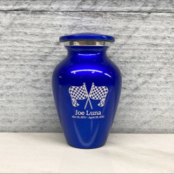 Customer Gallery - Race Checkered Flag Keepsake Urn - Midnight Blue