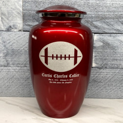 Customer Gallery - Football Cremation Urn - Ruby Red