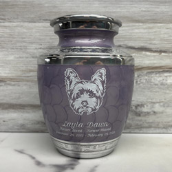 Small Yorkshire Terrier Pet Cremation Urn - Regal Purple
