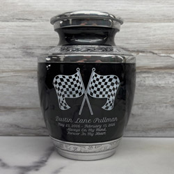 Checkered Flags Sharing Urn - Ebony Black